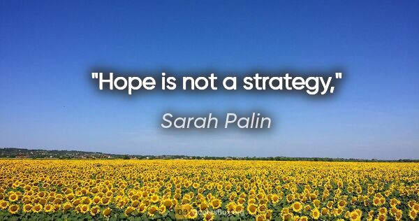 Sarah Palin quote: "Hope is not a strategy,"