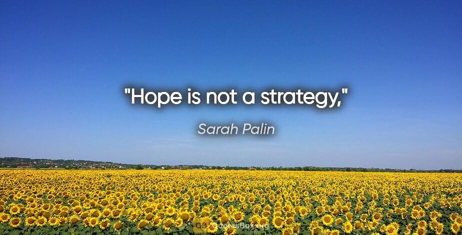 Sarah Palin quote: "Hope is not a strategy,"