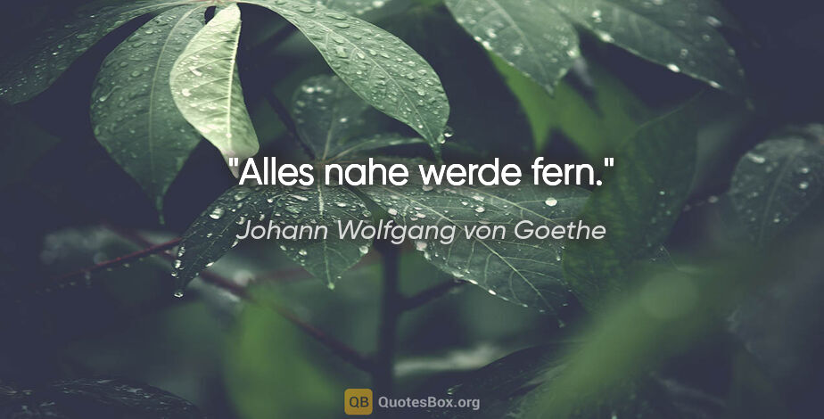 Johann Wolfgang von Goethe quote: "Alles nahe werde fern."