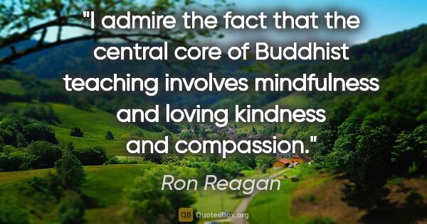 Ron Reagan quote: "I admire the fact that the central core of Buddhist teaching..."