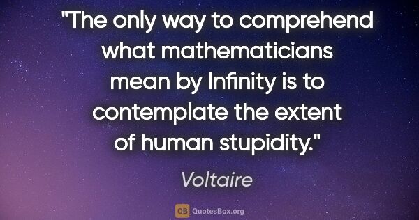 Voltaire quote: "The only way to comprehend what mathematicians mean by..."