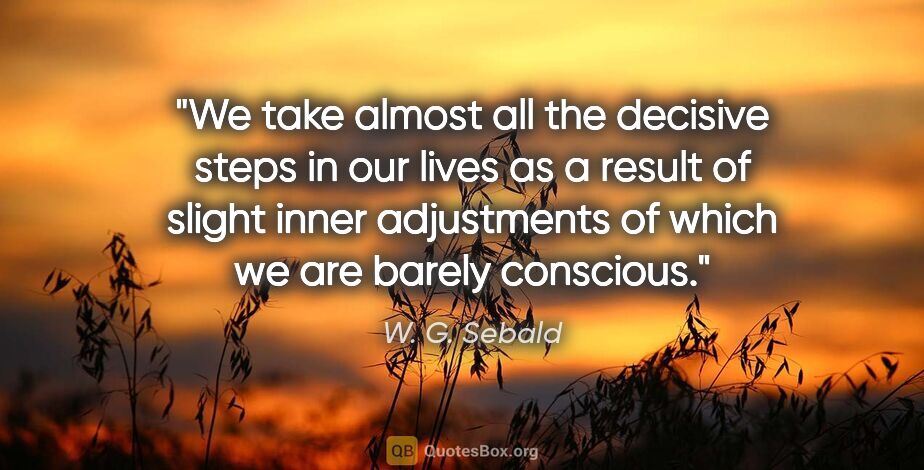 W. G. Sebald quote: "We take almost all the decisive steps in our lives as a result..."