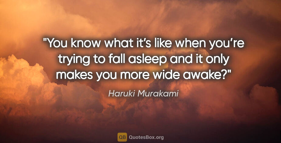 Haruki Murakami quote: "You know what it’s like when you’re trying to fall asleep and..."