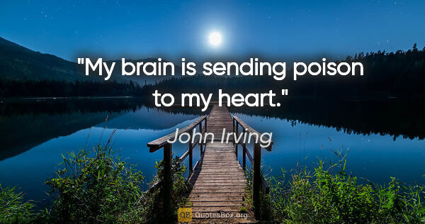 John Irving quote: "My brain is sending poison to my heart."