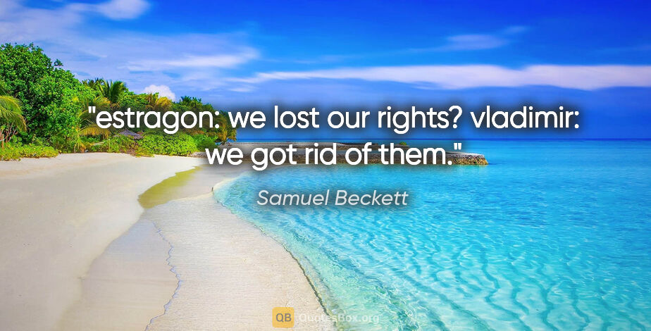 Samuel Beckett quote: "estragon: we lost our rights?
vladimir: we got rid of them."