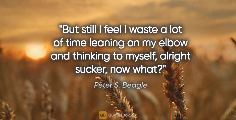 Peter S. Beagle quote: "But still I feel I waste a lot of time leaning on my elbow and..."