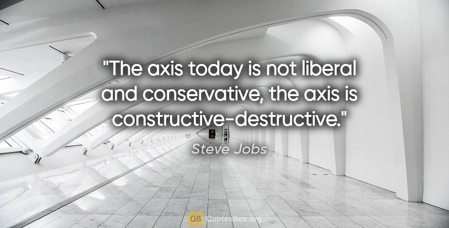 Steve Jobs quote: "The axis today is not liberal and conservative, the axis is..."