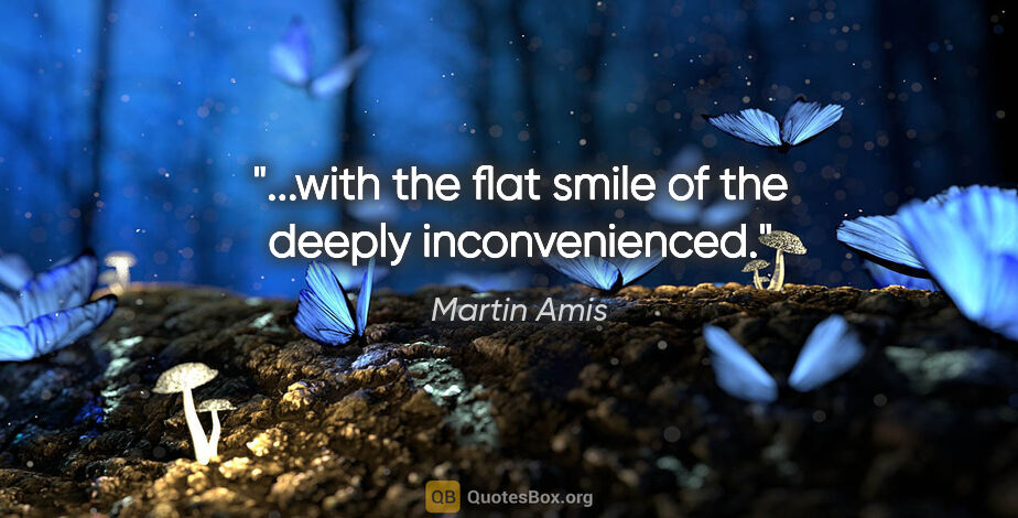 Martin Amis quote: "...with the flat smile of the deeply inconvenienced."