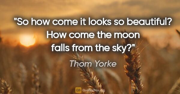 Thom Yorke quote: "So how come it looks so beautiful?
How come the moon falls..."