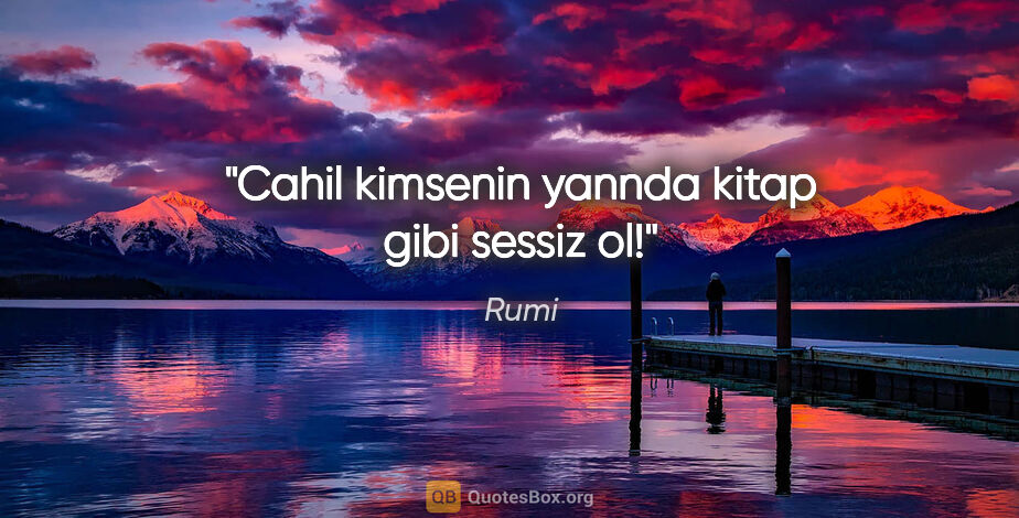 Rumi quote: "Cahil kimsenin yannda kitap gibi sessiz ol!"