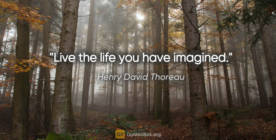 Henry David Thoreau quote: "Live the life you have imagined."