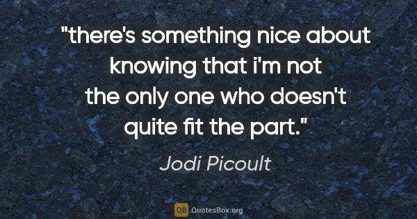 Jodi Picoult quote: "there's something nice about knowing that i'm not the only one..."