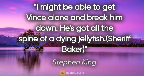 Stephen King quote: "I might be able to get Vince alone and break him down. He's..."