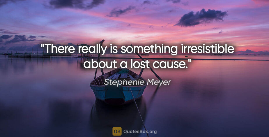 Stephenie Meyer quote: "There really is something irresistible about a lost cause."