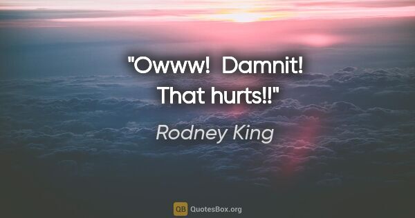 Rodney King quote: "Owww!  Damnit!  That hurts!!"