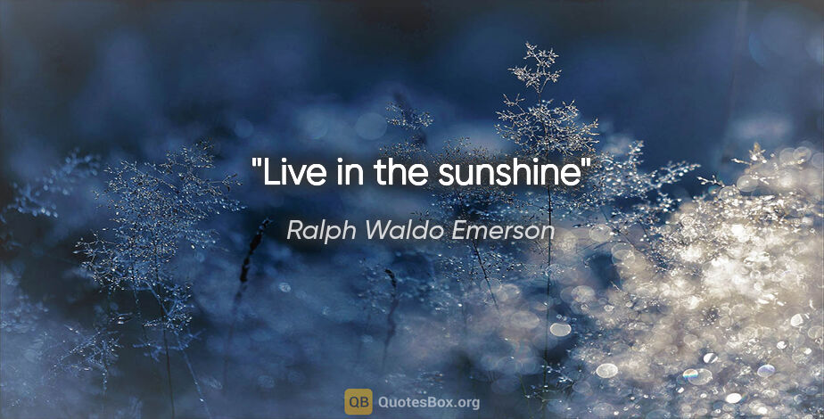 Ralph Waldo Emerson quote: "Live in the sunshine"