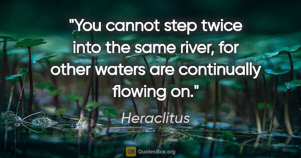 Heraclitus quote: "You cannot step twice into the same river, for other waters..."