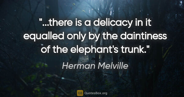 Herman Melville quote: "there is a delicacy in it equalled only by the daintiness of..."