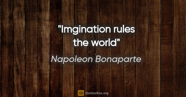 Napoleon Bonaparte quote: "Imgination rules the world"