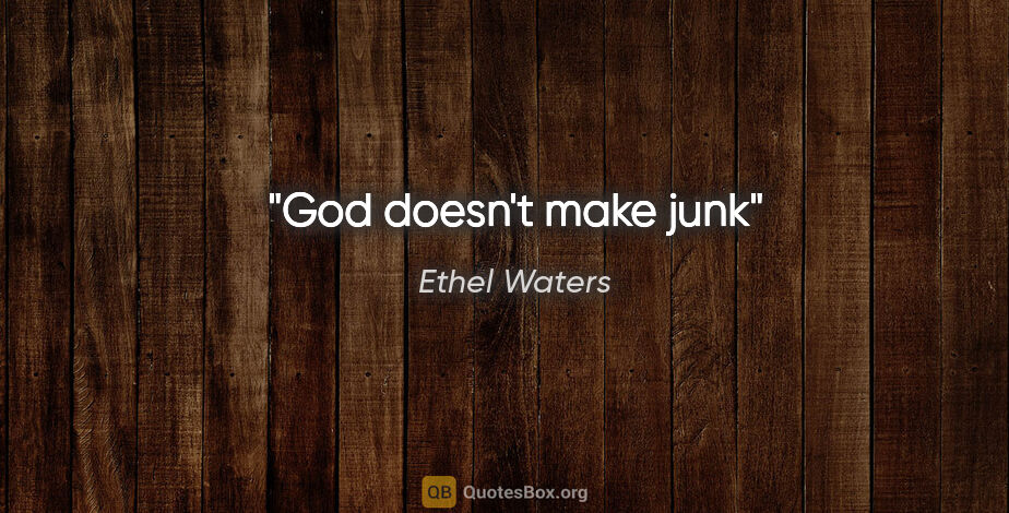 Ethel Waters quote: "God doesn't make junk"