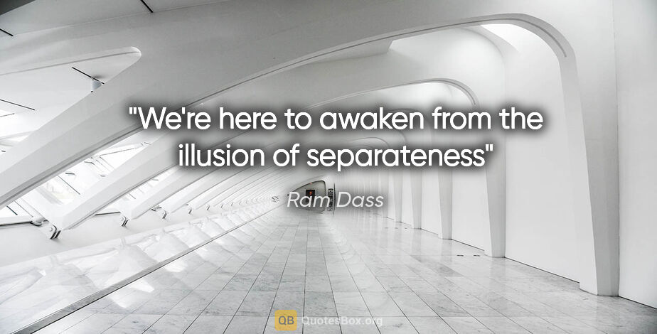 Ram Dass quote: "We're here to awaken from the illusion of separateness"