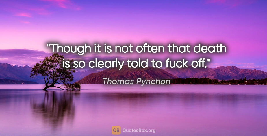 Thomas Pynchon quote: "Though it is not often that death is so clearly told to fuck off."