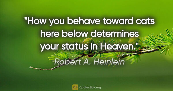 Robert A. Heinlein quote: "How you behave toward cats here below determines your status..."