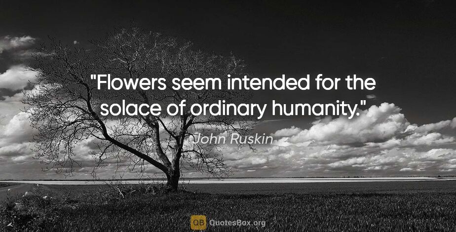 John Ruskin quote: "Flowers seem intended for the solace of ordinary humanity."
