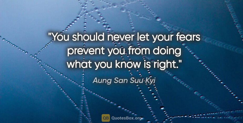 Aung San Suu Kyi quote: "You should never let your fears prevent you from doing what..."