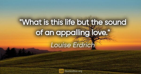 Louise Erdrich quote: "What is this life but the sound of an appalling love."