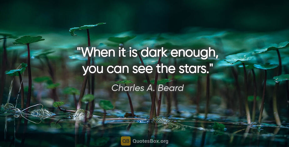 Charles A. Beard quote: "When it is dark enough, you can see the stars."