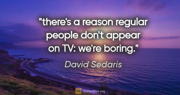 David Sedaris quote: "there's a reason regular people don't appear on TV: we're boring."