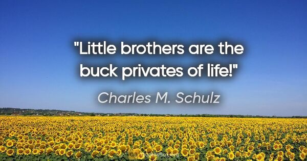 Charles M. Schulz quote: "Little brothers are the buck privates of life!"