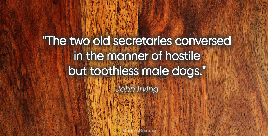 John Irving quote: "The two old secretaries conversed in the manner of hostile but..."