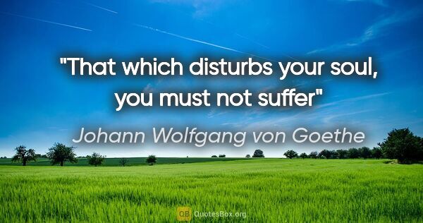 Johann Wolfgang von Goethe quote: "That which disturbs your soul, you must not suffer"