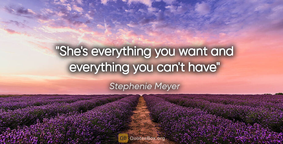 Stephenie Meyer quote: "She's everything you want and everything you can't have"