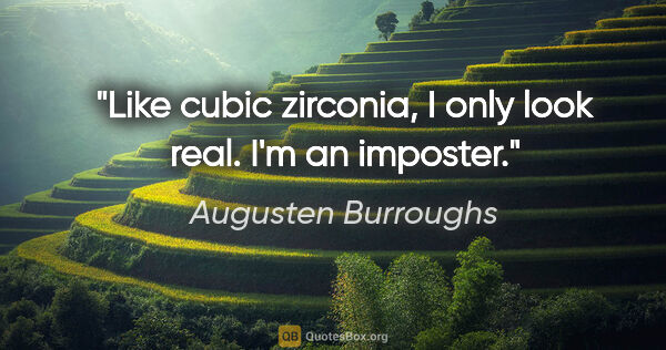 Augusten Burroughs quote: "Like cubic zirconia, I only look real. I'm an imposter."