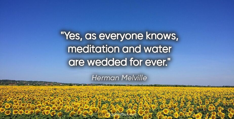 Herman Melville quote: "Yes, as everyone knows, meditation and water are wedded for ever."