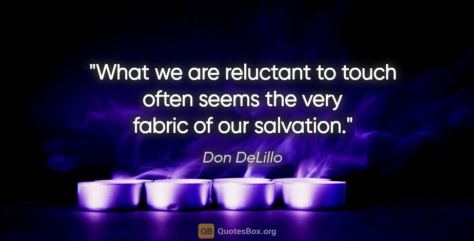 Don DeLillo quote: "What we are reluctant to touch often seems the very fabric of..."