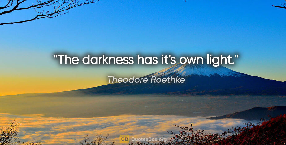 Theodore Roethke quote: "The darkness has it's own light."