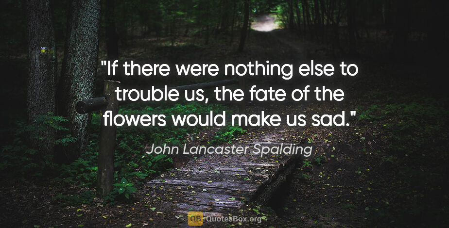 John Lancaster Spalding quote: "If there were nothing else to trouble us, the fate of the..."