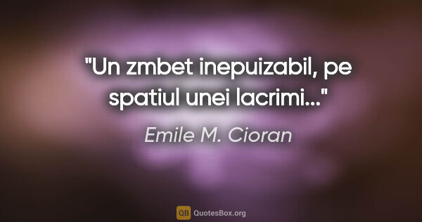 Emile M. Cioran quote: "Un zmbet inepuizabil, pe spatiul unei lacrimi..."