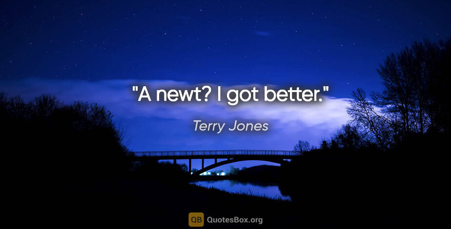 Terry Jones quote: "A newt?" "I got better."