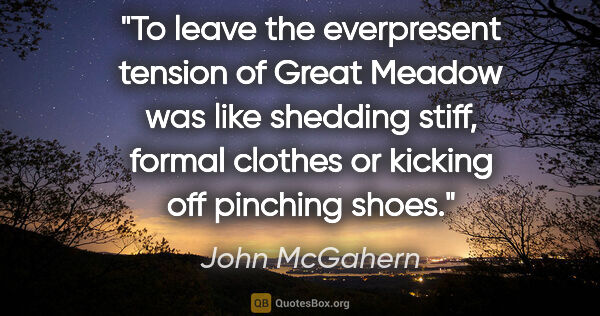John McGahern quote: "To leave the everpresent tension of Great Meadow was like..."