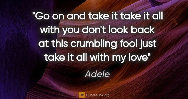 Adele quote: "Go on and take it take it all with you don't look back at this..."