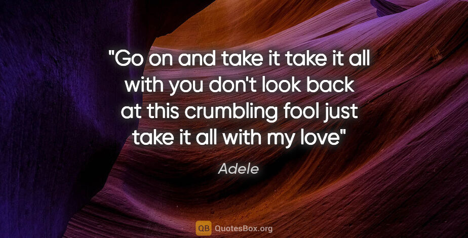 Adele quote: "Go on and take it take it all with you don't look back at this..."