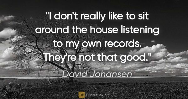 David Johansen quote: "I don't really like to sit around the house listening to my..."