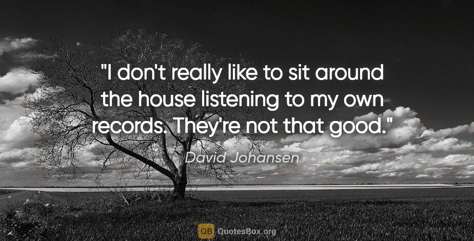 David Johansen quote: "I don't really like to sit around the house listening to my..."