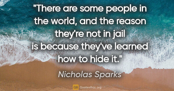 Nicholas Sparks quote: "There are some people in the world, and the reason they're not..."