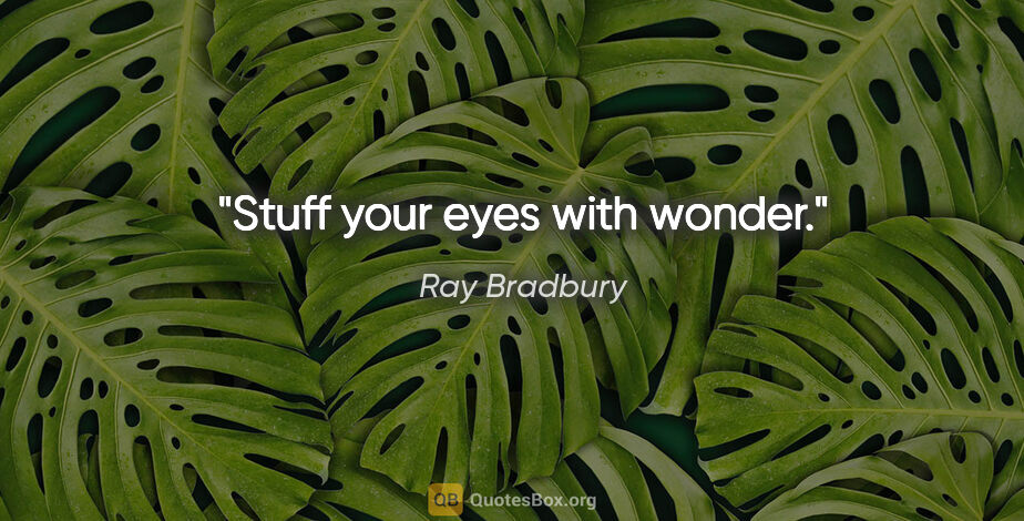 Ray Bradbury quote: "Stuff your eyes with wonder."